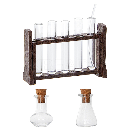 Wood & Glass Test Tube Rack & Measuring Cup DJEW-WH0039-95B-1