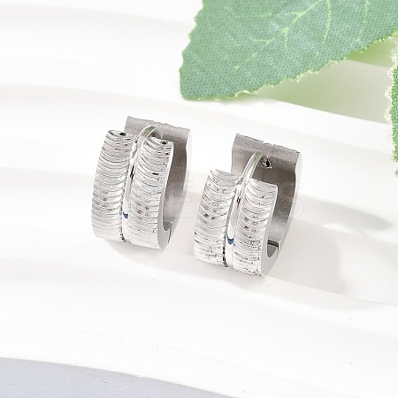 304 Stainless Steel Textured Hoop Earrings for Women EJEW-L307-10P-1