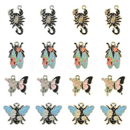 16Pcs 8 Styles Alloy Enamel Pendants ENAM-FS0003-95-1