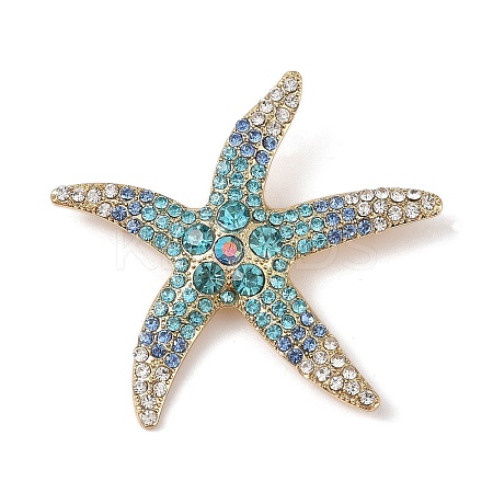 Starfish Alloy Rhinestone Sea Animal Brooches JEWB-S023-01A-1