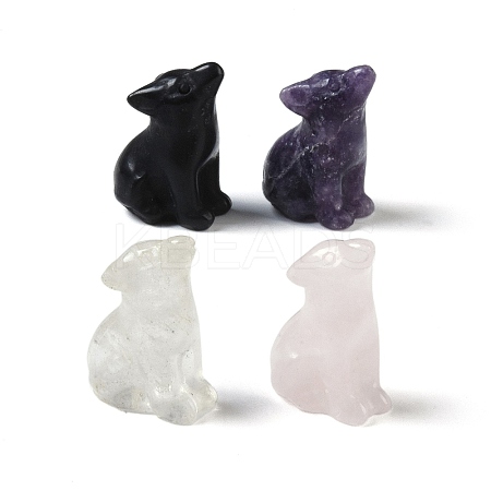 Natural Mixed Gemstone Carved Dog Figurines DJEW-M015-11-1