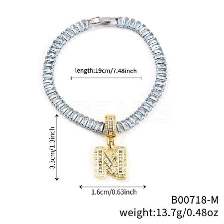 Fashionable Brass Micro Pave Clear Cubic Zirconia Charm Bracelets AF9298-13-1
