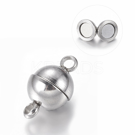 Tarnish Resistant 304 Stainless Steel Magnetic Clasps with Loops LS-STAS-K006-5.5mm-04C-1