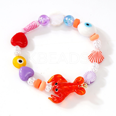 Summer Sweet Colorful Glass & Imitation Pearl Beaded Stretch Bracelets OM6102-1-1