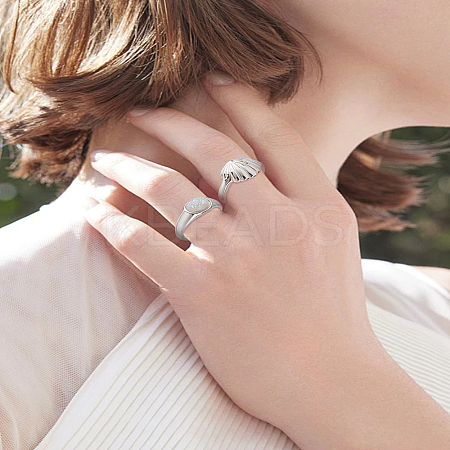 2Pcs 2 Styles Alloy Cuff Rings for Women RJEW-LP0002-42-1