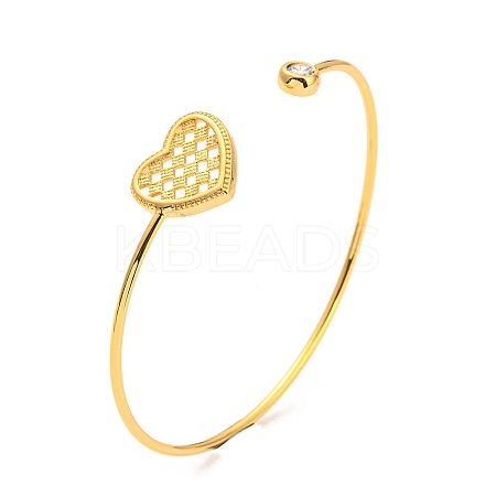 Clear Cubic Zirconia Cuff Bangles BJEW-P305-03G-1