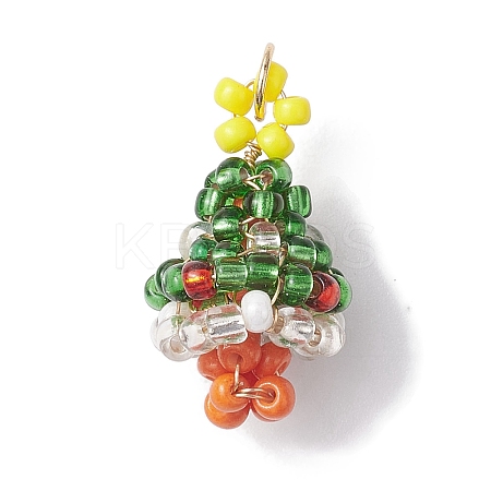 Christmas Theme Glass Seed Beaded Woven Pendants PALLOY-MZ00267-1