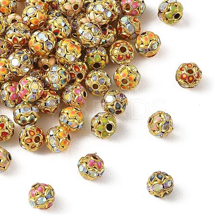 Brass & Alloy & Rhinestone Enamel Beads RB-CBA973B-11E-G-1