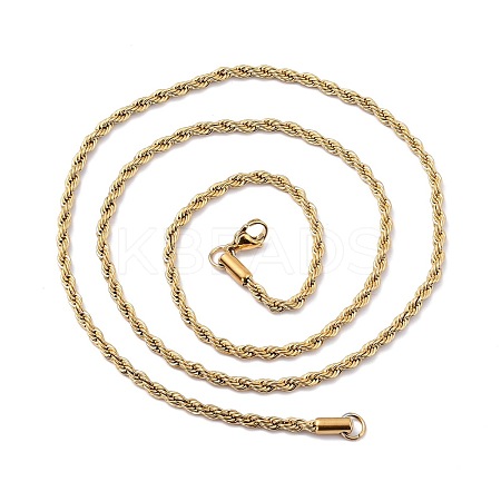 Ion Plating(IP) 304 Stainless Steel Rope Chain Necklaces NJEW-F226-03G-11-1
