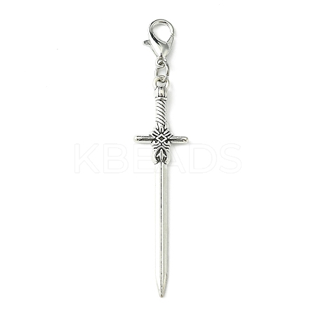 Alloy Sword Big Pendant Decoration X-HJEW-JM02179-1