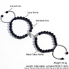 2 Pcs Synthetic Black Stone & Lava Rock Couple Bracelets with Heart Magnetic Attraction EH4505-4-1