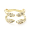 Clear Cubic Zirconia Snake Open Cuff Rings RJEW-G287-02G-2