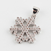 Snowflake Brass Micro Pave Cubic Zirconia Pendants ZIRC-P002-52-3
