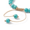 Synthetic Turquoise(Dyed) Braided Bead Bracelet with Synthetic Magnesite Cross BJEW-TA00146-02-5