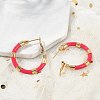 PVD Vacuum Plating 201 Stainless Steel Enamel Hoop Earrings for Women EJEW-B016-33G-3