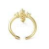 Brass Micro Pave Clear Cubic Zirconia Open Cuff Ring for Woman RJEW-M165-02B-G-3