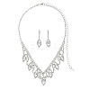 Leaf Brass Pave Clear Cubic Zirconia & Rhinestone Pendant Necklaces & Stud Earrings Sets FS-WG35E42-01-6
