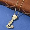 Brass Micro Pave Clear Cubic Zirconia Pendant Necklaces NJEW-M084-01G-01-5