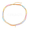 Colorful Glass Seed Beaded Initial Pendant Double Layer Necklaces QS3881-25-1