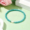 Synthetic Turquoise Rondelle & Natural Pearl Beaded Stretch Bracelets BJEW-JB09918-08-2