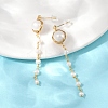 Round Brass Natural Freshwater Pearl Tassel Stud Earrings EJEW-U072-02G-1