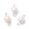 Natural Cultured Freshwater Pearl Two Sides Polished Connector Charms PALLOY-JF04041-02-1