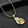 Brass Clear & Blue Cubic Zirconia Nossa Senhora Aparecida Virgin Pendant Necklaces for Women NJEW-U039-01B-G-2