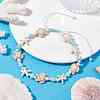 Starfish & Turtle Natural Malaysia Jade & Synthetic Turquoise Braided Beaded Anklet AJEW-AN00563-1