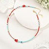 Handmade Lampwork Evil Eye & Glass & Natural Pearl Beaded Necklaces for Women NJEW-JN06425-1