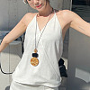 Flat Round Geometirc Resin Pendant Faux Suede Cord Long Necklaces FS-WG38481-01-2