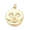 Brass Flat Round & Face Pendants KK-T080-07G-1