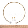 Round Plastic Imitation Pearl Stud Earrings & Cubic Zirconia and Rhinestone Square Cuff Choker Necklaces Sets SJEW-U003-02G-5