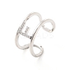 Clear Cubic Zirconia Initial Letter Open Cuff Ring RJEW-A012-01P-F-2