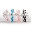 4Pcs 4 Color Alloy Heart Beat & 304 Stainless Steel Infinity Links Multi-strand Bracelets Set BJEW-TA00190-1