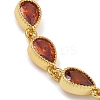 Teardrop Brass Pave Cubic Zirconia Link Chain Bracelets for Women BJEW-P385-06G-06-2