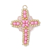 7Pcs 7 Colors Glass Seed Beaded Cross Pendants PALLOY-MZ00826-2