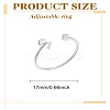 1Pc Letter Brass Rhinestone Open Cuff Rings for Women AJEW-LP0004-47S-S-2