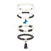 4Pcs 4 Style Natural & Synthetic Mixed Gemstone Beaded Stretch Bracelets Set BJEW-JB08189-1
