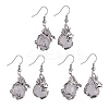 Natural Quartz Crystal Dragon Dangle Earrings EJEW-A092-06P-03-3