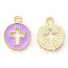 Light Gold Plated Alloy Enamel Pendants LS-X-ENAM-R136-18C-2