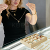 12 Slots Wooden Covered with Linen Bracelet & Bangle & Watch Display Trays BDIS-WH0008-12-7