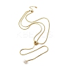 304 Stainless Steel Round Shell Pearl Pendant Lariat Necklaces for Women NJEW-U031-03G-3