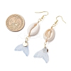 Natural Cowrie Shell Glass Dangle Earrings EJEW-JE06385-03-3
