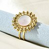 Flat Round 304 Stainless Steel White Shell Finger Rings for Women RJEW-G346-08G-02-3