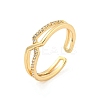 Cross Brass Micro Pave Clear Cubic Zirconia Open Cuff Rings RJEW-G309-19G-1