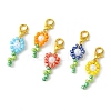 50Pcs 5 Colors Flower Glass Seed Bead Pendant Decorations HJEW-CJ0001-09-8