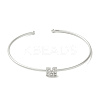 Rack Plating Brass Micro Pave Clear Cubic Zirconia Letter Open Cuff Bangles BJEW-A018-01P-M-2