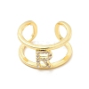 Clear Cubic Zirconia Initial Letter Open Cuff Ring RJEW-A012-01G-R-1