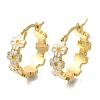 Rack Plating Flower Brass Hoop Earrings EJEW-H016-41G-01-1