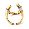 U-Shape Brass Open Cuff Rings for Women RJEW-B062-13GP-3